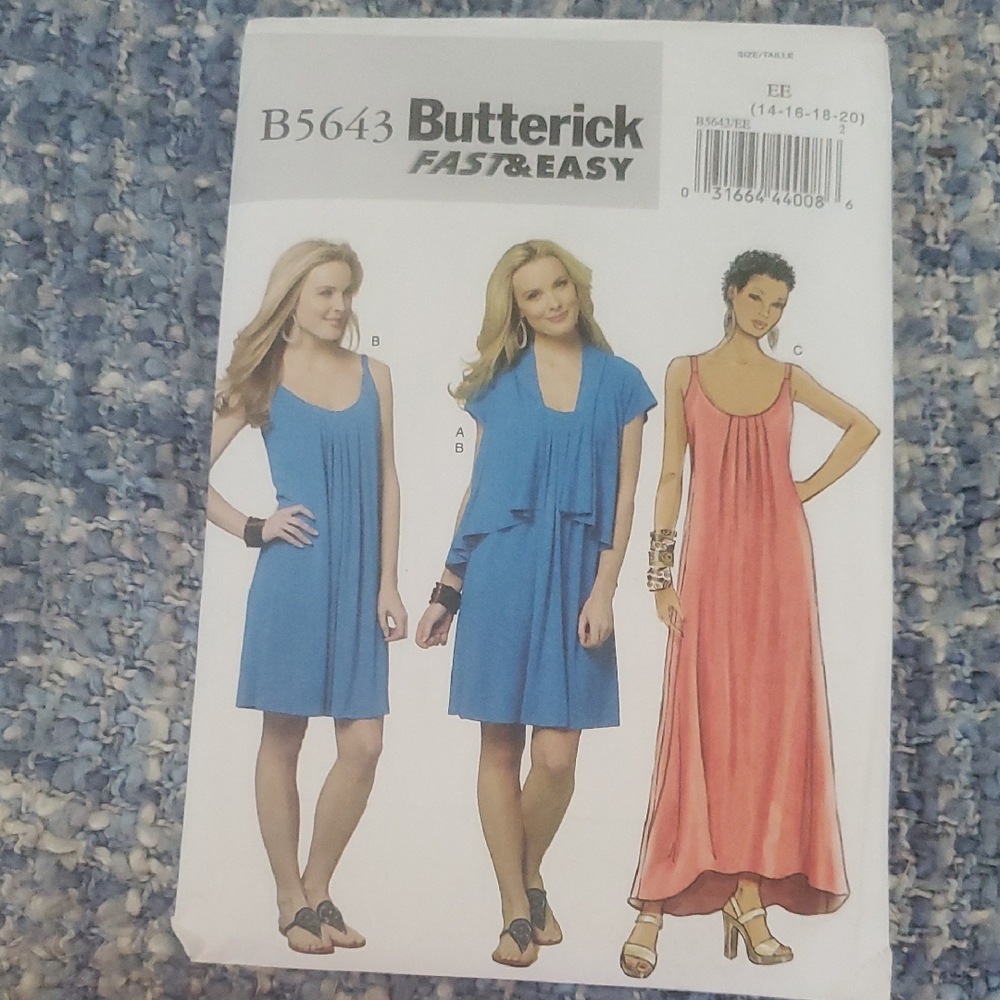 Butterick B5643 Women's Midi, Maxi Dress And Jacket Pattern New EE 14-20